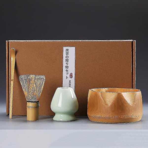 4st/ set Traditionell Matcha set Bambu Keramik Matcha skål med visp 1