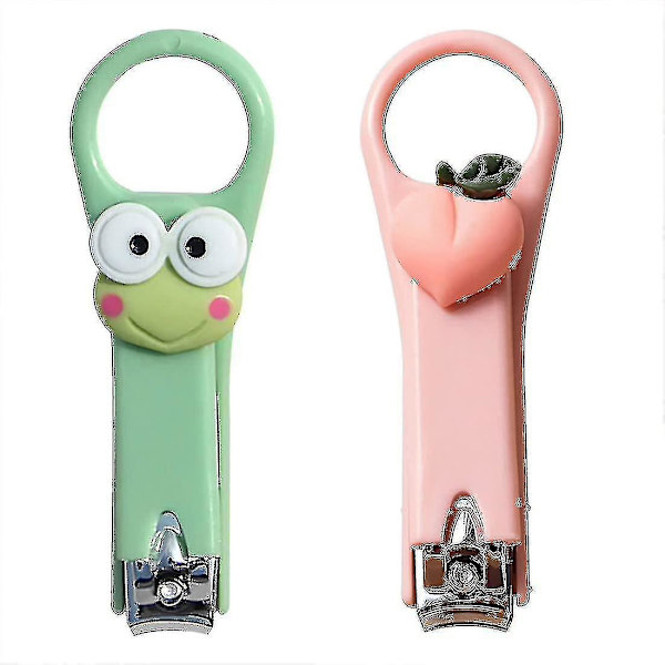 2 stk. Professionel Negleklipper Finger Værktøj i Rustfrit Stål (grøn, Pink)