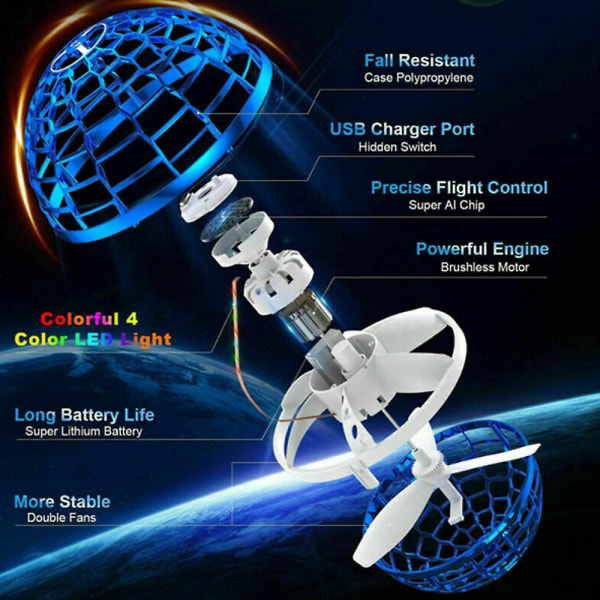 Barn Unisex Flying Ball Boomerang Spinner Leker Mini Drone Ufo Bursdagsgaver Blue