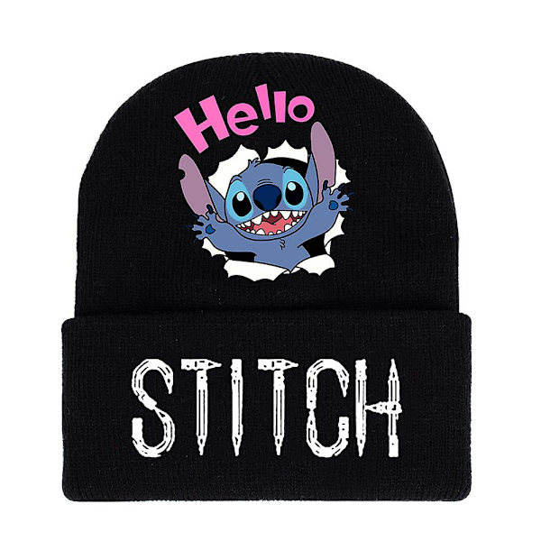 Lilo & Stitch Tecknat Tryck Stickad Uppvikt Mössa Vinter Varm Skidmössa Skull Caps Vuxen Barn Unisex Gåva A