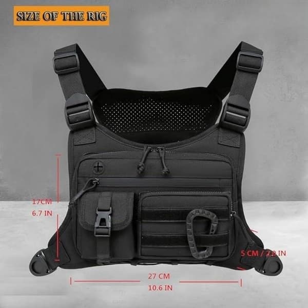 Nylon Chest Bag with Quick Release Buckle and Multiple Pockets, Adjustable, Practical Vest, Suitable for Outdoor Activities, Hiking, Cycling