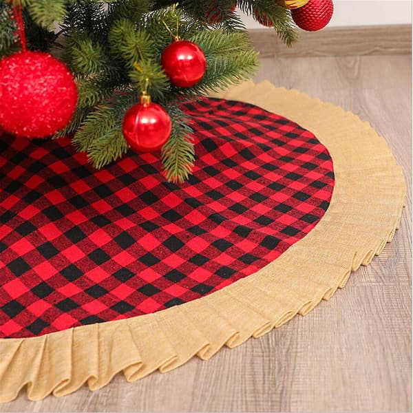 Julepynt på Udsalg og Clearance Julepynt Rød og Sortternet Juletræstæppe 120 cm