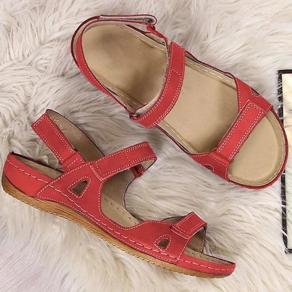 Naisten avokärkiset ortopediset sandaalit Kesäiset mukavat liukumattomat kengät Red EU 39