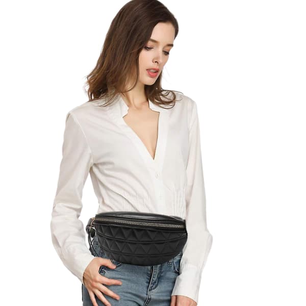 Sort bumbag dame koreansk version ny efterår og vinter rombe