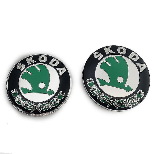 Bilemblemer 2 stk for Skoda-modeller 90mm 80mm Emblem Panser og Bagasjerom