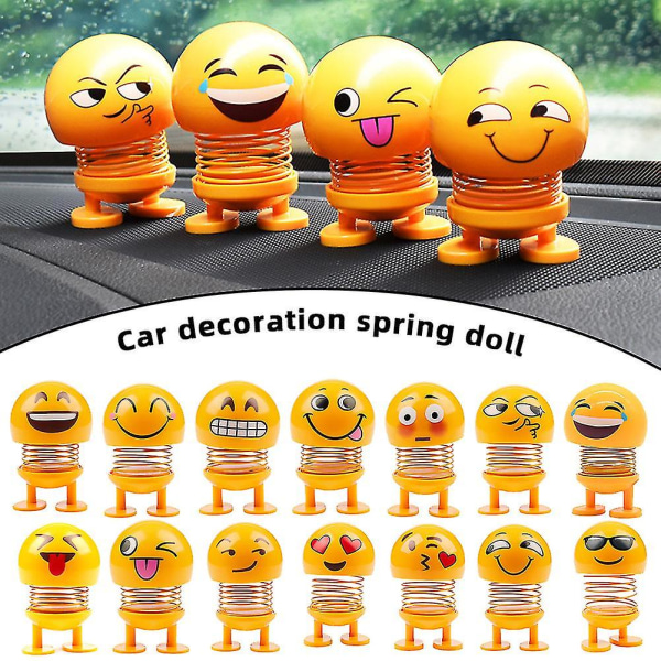 Bilfjeder Rystende hoveddukke Personlig fjedre dansende figurlegetøj Bil Dashboard Ornament No. 4 Wit