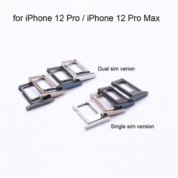 Dubbla simkortfack kompatibel med Iphone 12 Pro 6,1 tum / 12 Pro Max 6,7 tum svart med 2 borttagningsverktyg (dubbel version, svart)