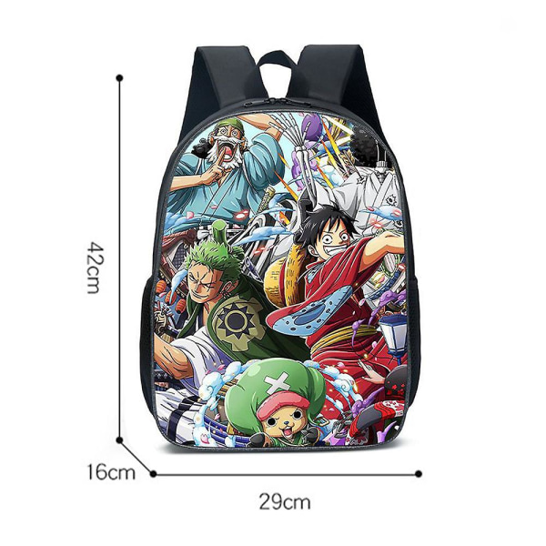 Anime One Piece Ryggsäck för Barn Pojkar Flickor Utomhus Resa Skolväska Dagryggsäck Axelväska Ryggsäck Presenter H