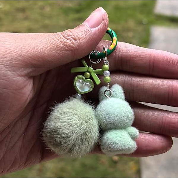 Labubu Macaron Monster Nøkkelring Den Spennende Monster Macarons Vinyl Ansikt Plysj Nøkkelringer Kunst Samleobjekter Leker Gaver Green