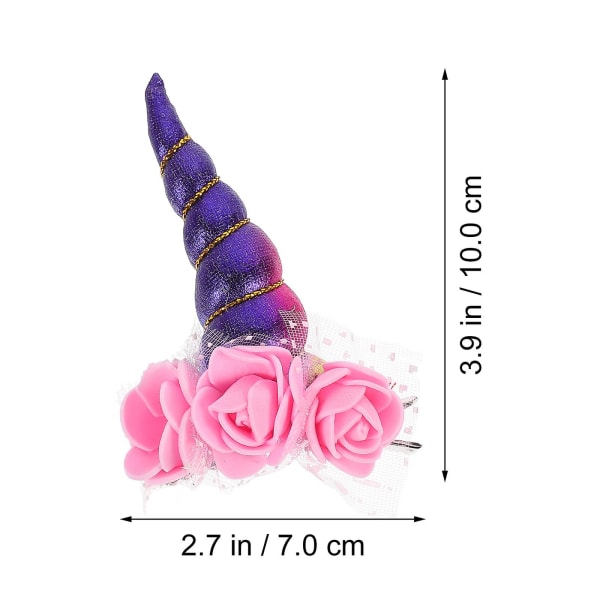 2 Pack Unicorn Horn hiusklipsit Sarjakuva hiusklipsit Söpöt 3D baby hiusklipsit