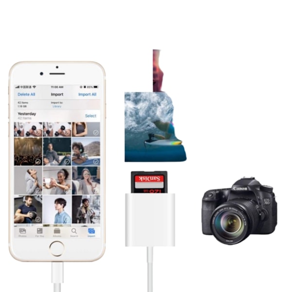 Lightning til SD-kortlæser iPhone Hvid - SD-kortlæser