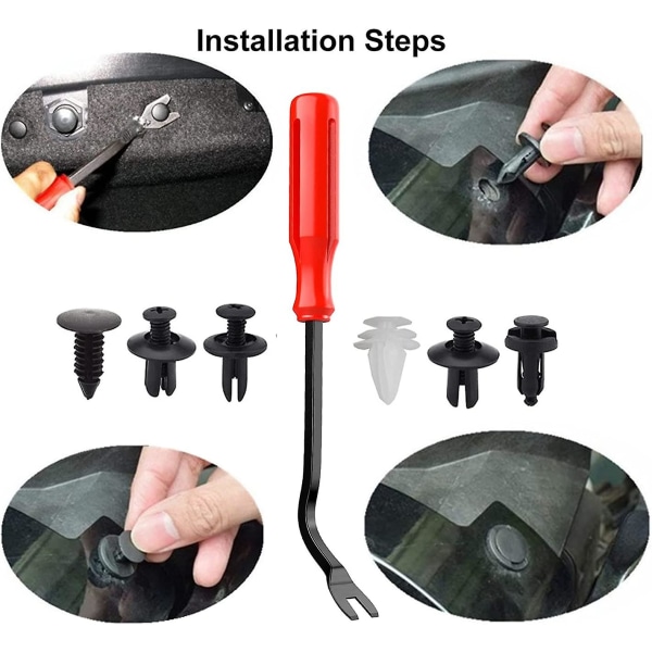 100 styks nitteclips Plast Universal plastikskærmclips Clips Bilkofanger Fasteners Nitteclips Udskiftningssæt Udvidelsesskrue med fastgørelsesrem