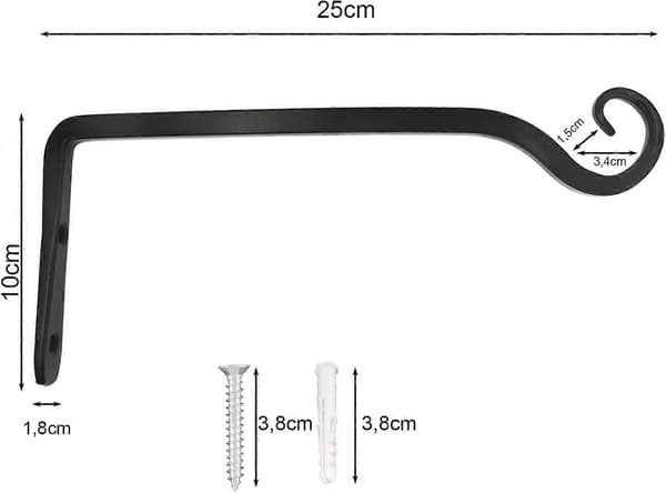 Kasviteline Kukka-amppeli Rautainen seinäkoukku Kukka-amppeli Seinäteline Koukku 25cm