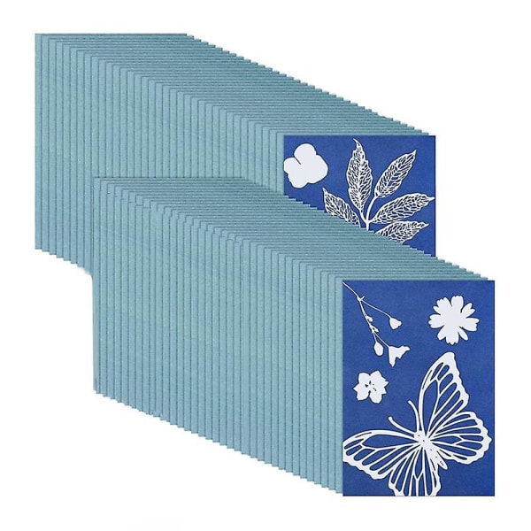 73 kpl Sun Print Paper Cyanotype Paper Kit, Solar Drawing Paper Sensitivity Nature Printing Paper White