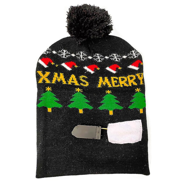 Mode Unisex Vinter Tyk Varm Led Strikket Beanie Hat Med Ball Xmas Decor 4