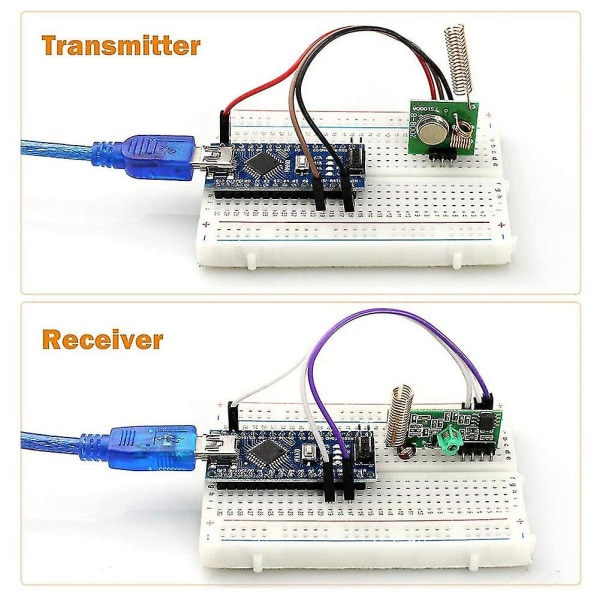 3 433 Mhz radiosender og modtagermodul + 433 Mhz antenne spiralfjeder fjernbetjening