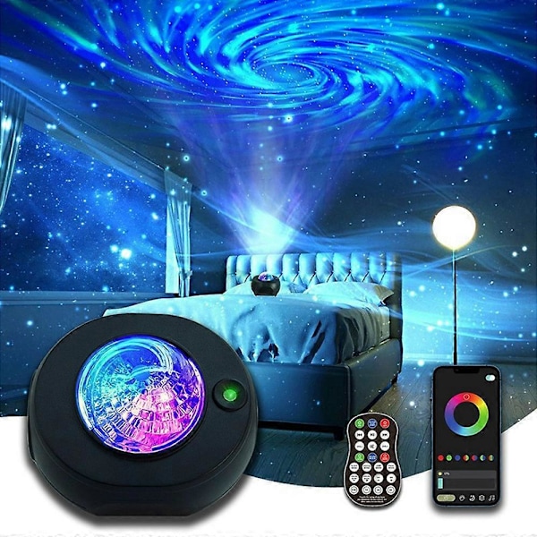 M1 Galaxy Stjerneprojektor Lys Bluetooth Høyttaler Roterende Aurora Nattlampe med Timer
