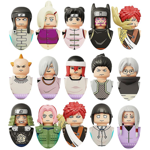 Naruto Anime byggeklosser Mini Action Lekefigur Gaara Kimimaro Tayuya Kabuto Nara Murstein Monteringsleker Gave