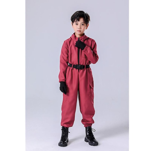 Kid Halloween Squid Game Cosplay Jumpsuit Cosplay- set with triangle mask 120