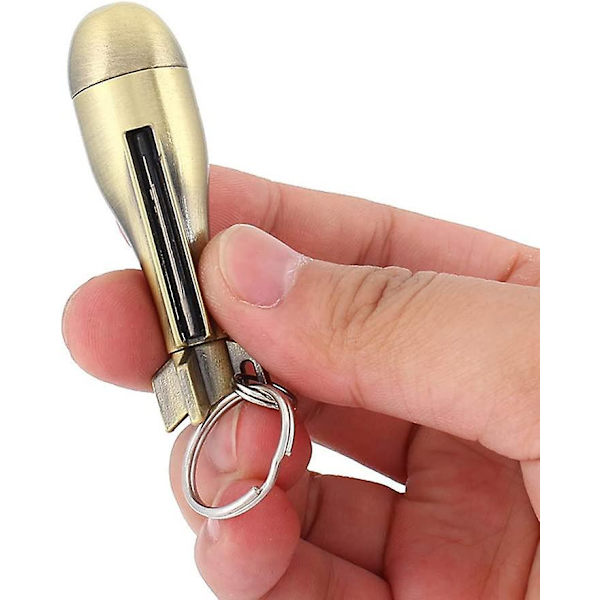 Nøglering Tændstik Tænder Nøglering Lighter Til Udendørs Camping (guld)