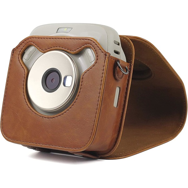 Case Cover Til Fujifilm Square Sq20 Læder Kamerataske Rejsekamera Cover Case Taske med aftagelig skulderrem, brun