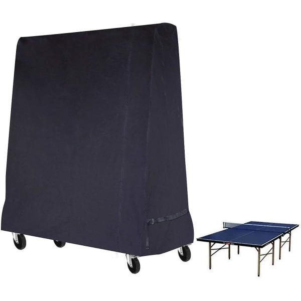 Premium bordtennisbordbetræk, fuld størrelse, bordtennisbord, vandtæt betræk til indendørs og udendørs, sort (185 x 70 x 165 cm)