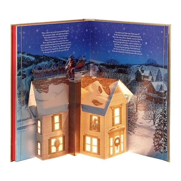 The Night Before Christmas Pop-up bog med lys og lyd Udsøgte klassiske attraktive historie nytårsgaver