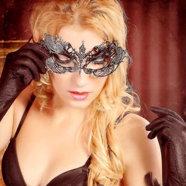 Maskerad mask för kvinnor metall mask glänsande strass venetiansk fest kväll bal bal mask bar kostymer tillbehör Owl