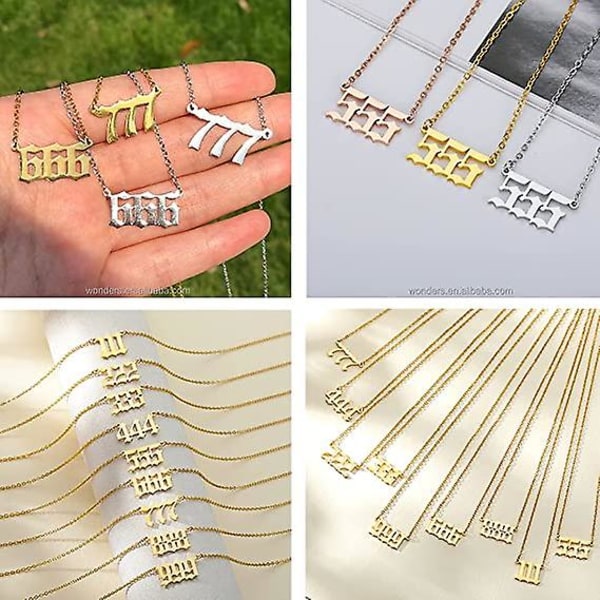 Enkelinumero kaulakoru hopea/kulta ruostumaton teräs Numerologia koruja Gold 666
