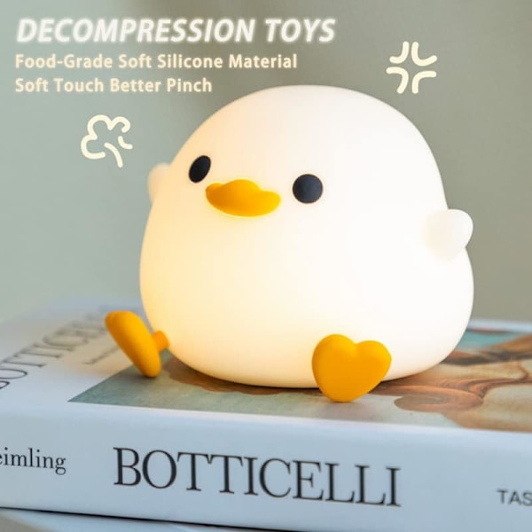 Crtivetoys Sød And Natlampe til Børn, Dyre-Silikone, Genopladelig Bordlampe til Børneværelset, Sengelampe med Touch Sensor til Piger og Drengeværelser