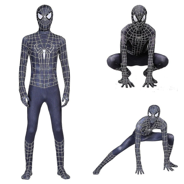 Black Spiderman Venom Cosplay Jumpsuit Barn Gutter Superhelt Fancy Dress Up Zentai Bodysuit Halloween Carnival Party Performance Costume 9-11 Years