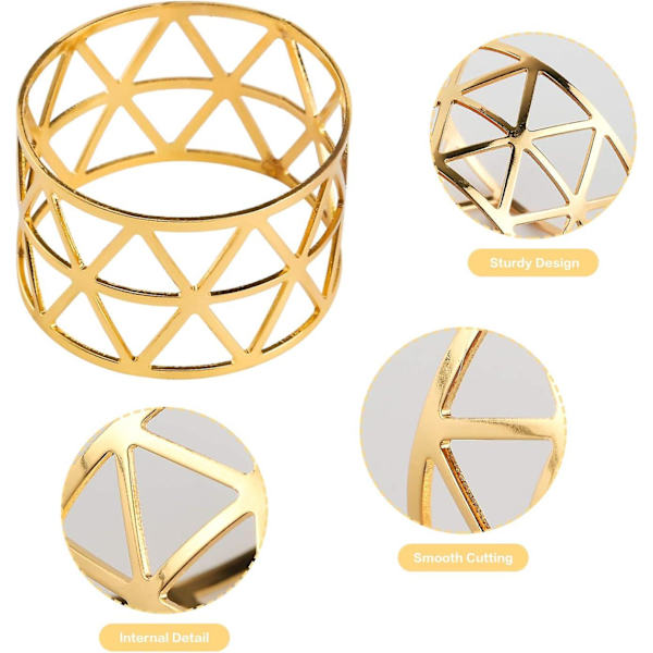 Hålformade Servettringar, Gyllene Servettringar Set, Delikat Servettringar i Bulk för Bröllop, Födelsedagsfest, Bankett Dekoration Gold 6pcs