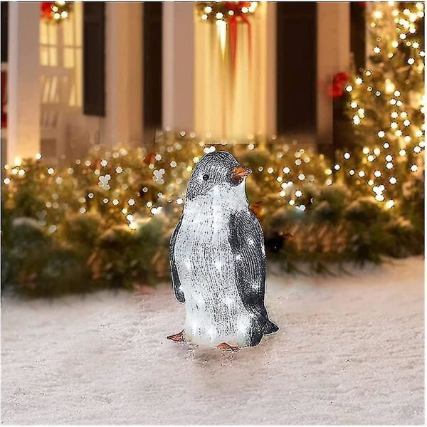3 stk. Lysende Pingvin Juledekoration PVC Pingvin Juledekorationer Med LED Mini Lys Large