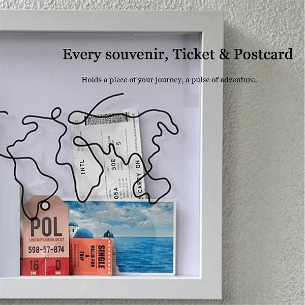 2 stk. Adventure Archive Box, Keepsake Collector Box, Billet Shadow Box, Opbevaringsboks til billetter, postkort, souvenirs Sort, l