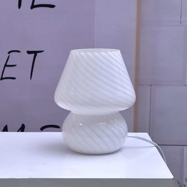 Glas Svamp Bordslampa, Genomskinlig Bordslampa Modern Randig Glas Sänglampa Vardagsrum Skrivbordsvirvellampa, För Heminredning