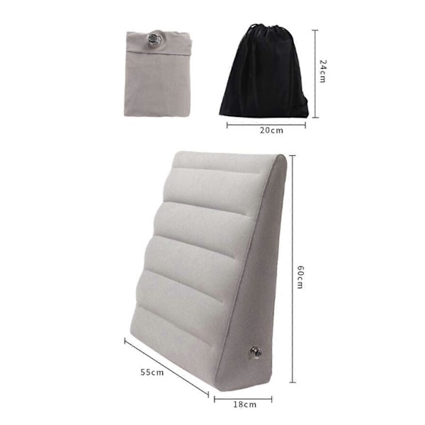 Uppblåsbar kilkudde för resor, portabel universell mjuk uppblåsbar kilkudde för lägenhetsvardagsrum Light Gray