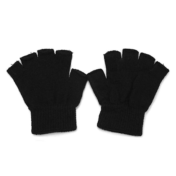 Unisex Vuxen Halvfingerhandskar Enkla Stickade Fingerlösa Varma Vintervantar