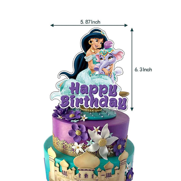 Prinsesse Jasmine tema fødselsdagsfest dekoration forsyninger inkluderer banner, topper, balloner, kage cupcake toppers sæt