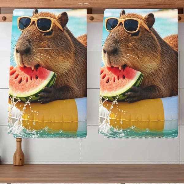 2-pack polyesterhandduk rosa vattenmelon texttryck dubbel användning kök badrum söt semesterdekor fin present till jul halloween tacksägelse fars dag 2pcs 40x60cm