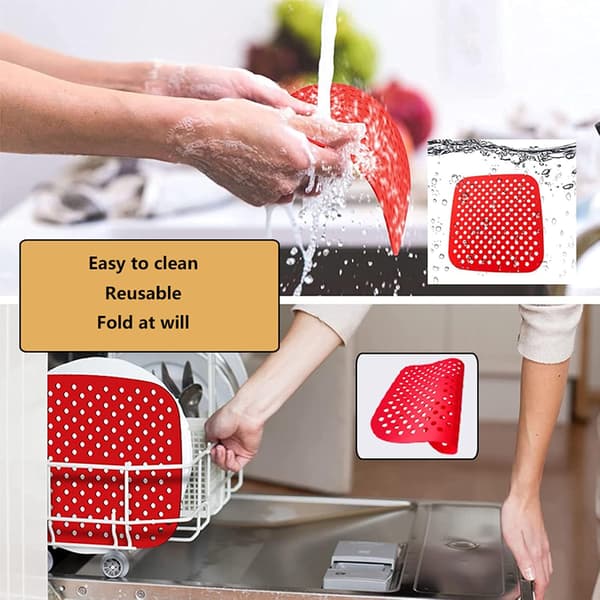 2 stk luftfritøsplatter firkantet genanvendelig silikone måtte non-stick luftfritøsfoder, store luftcirkulationshål let at rengøre luftfritøser