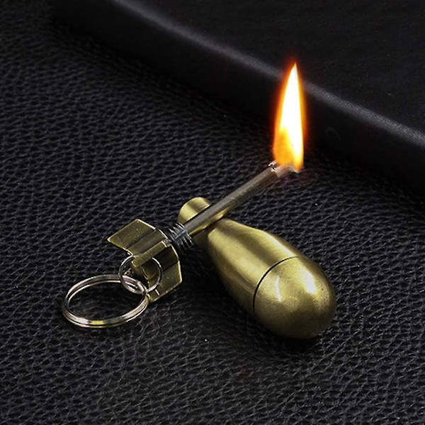 Nøglering Tændstik Tænder Nøglering Lighter Til Udendørs Camping (guld)