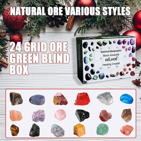 Julekalender 24 Dages Nedtælling Simuleret Malm Healing Krystal Blind Box Jule Legetøj Børne Gave