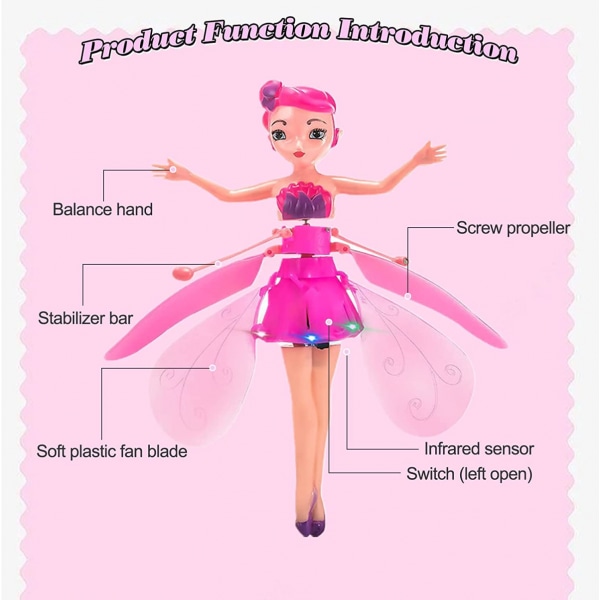 Magic Flying Fairy Princess Doll, Flying Fairy Doll Leksaker til flickor, Sky Dancers Flyvende dockor Flyvende leksaker