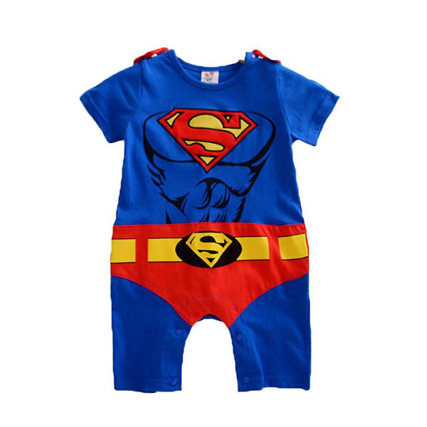 3-24 månader Baby Superhero Romper Kort/långärmad Jumpsuit kostym Superman D 18-24 Months