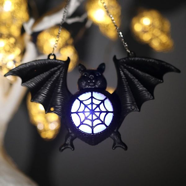 Flaggermus LED-lys Realistisk Herlig Dekorativ Lett Halloween Spøkelseshus Glødende Flaggermus Hengende Lykt For Fest Jikaix Black