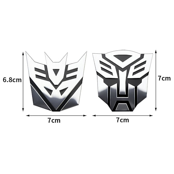 3D aluminiumsbilklistremerker Autobots-logo Transformers-merke Emblem Bakre bakre emblem for mobiltelefon bærbar motedekorasjon F