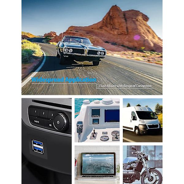 Dobbelt USB3.0 firkantet indbygningsbeslag - 2m 6ft USB 3.0 forlængerbeslag. Dash Mount Y