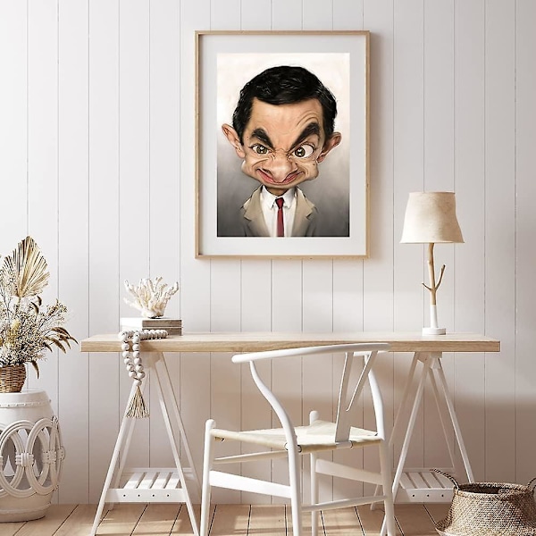 30x40cm DIY Diamantmaleri Rund Film Anime, Voksne Rhinestone Diamant Kunst Håndverk, Diamant Broderi Korssting Fullt Lerretssett-- Mr. Bean