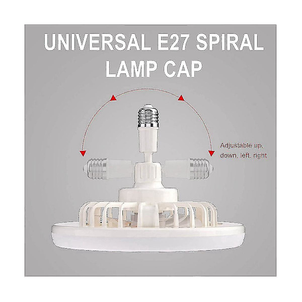E27 Takfläkt med Belysning, Inbyggd Låg Fläktlampa, Elektrisk Fläkt Gimbal Lamphållare (grå)