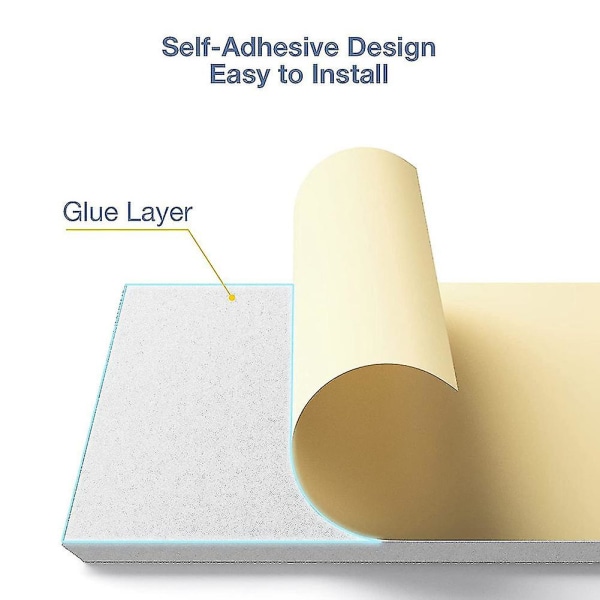 -selvklebende akustiske paneler 12-pakning, 12 x 12 x 0,4 tommers lydisolerende polstring, lydabsorberende panel, hvit